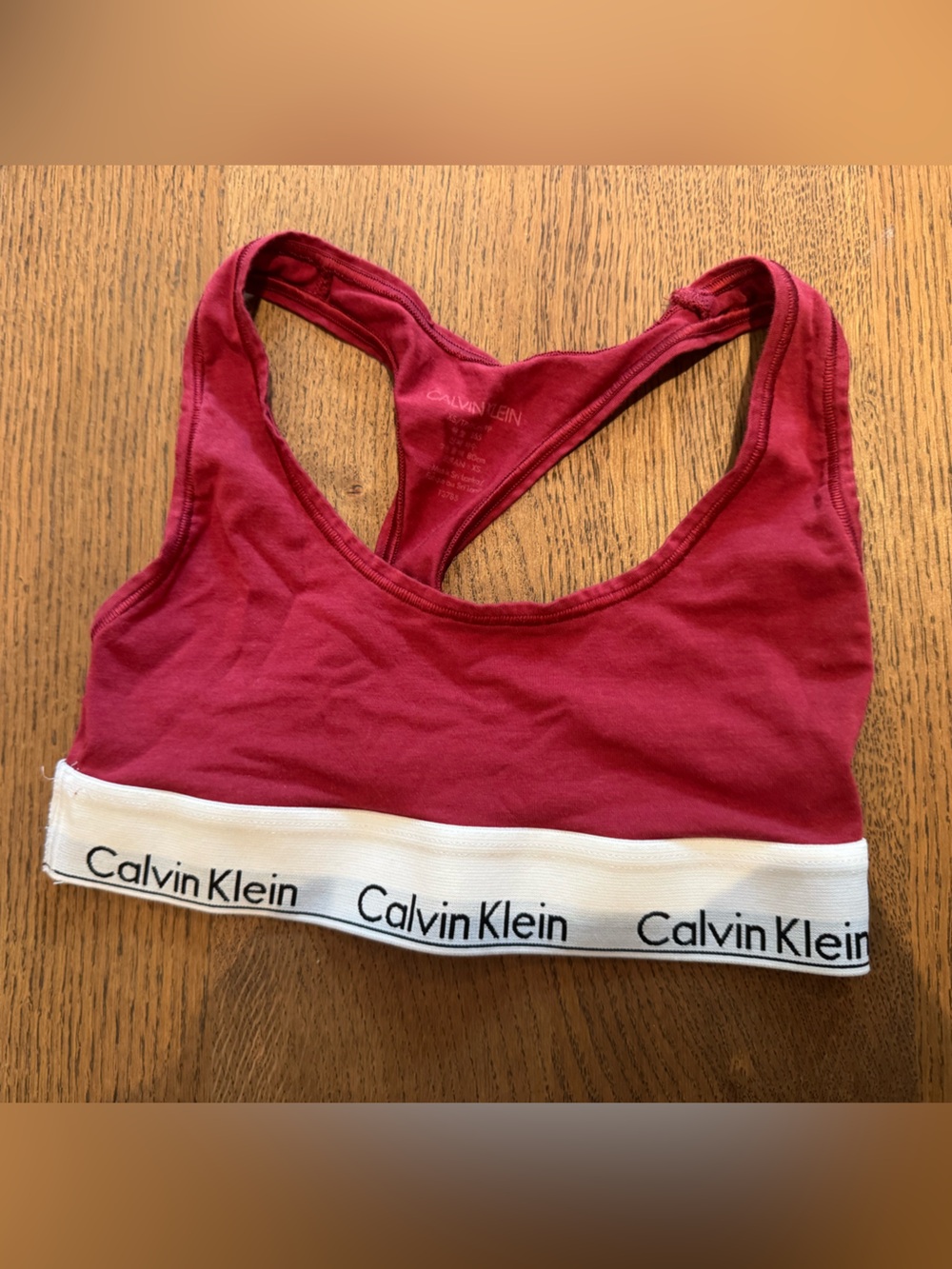 Calvin Klein Pink Racerback Cotton Bralette with White Logo Band
